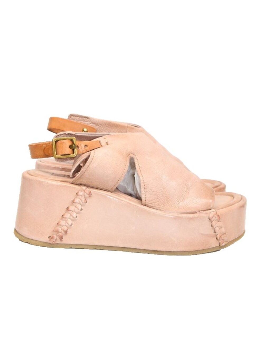 $360 A.S.98 Maren Platform Sandal ELEVATED LEATHER BEIGE RETRO 39 (DD16)